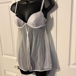 La SENZA White Sheer Babydoll Chemise with Underwire Cups